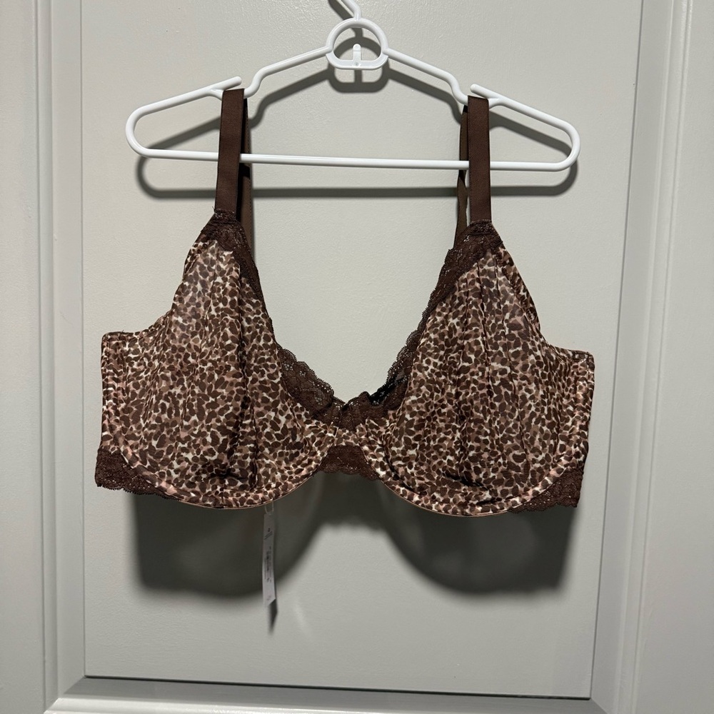 Adore Me Brown Animal Print Lace Bra